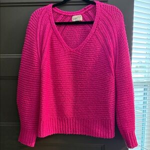Pink V-Neck Women's Sweater